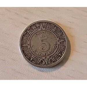 1937 Mexico Five 5 Centavos Foreign Coin Eagle With Snake